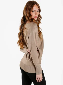 Coveri Moving Maglia donna con scollo a barca e borchie - khaki