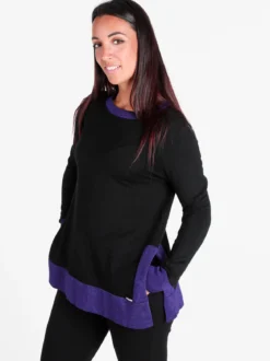 Coveri Moving Maglia donna girocollo in contrasto colore con spacchi laterali