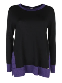 Coveri Moving Maglia donna girocollo in contrasto colore con spacchi laterali