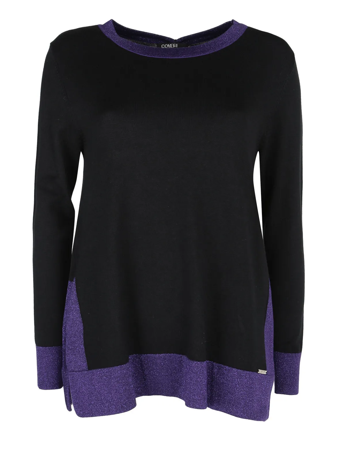 Coveri Moving Maglia donna girocollo in contrasto colore con spacchi laterali