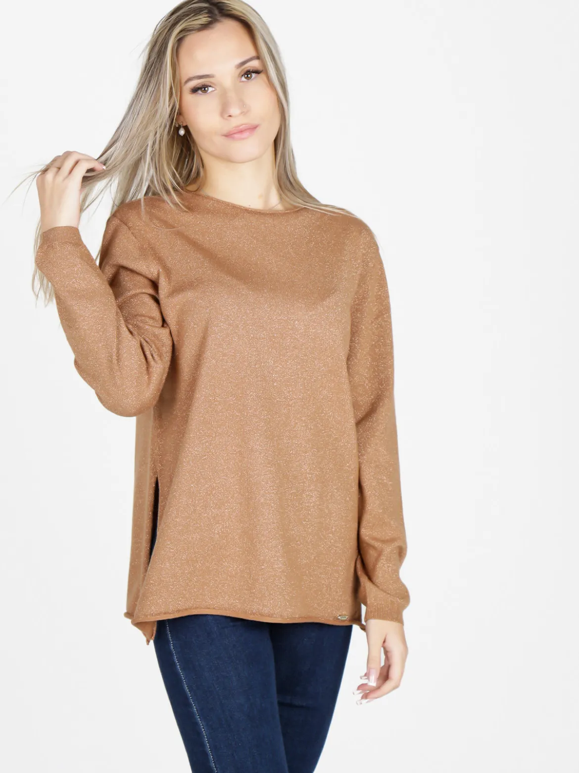 Coveri Moving Maglia donna in lurex con spacchi laterali