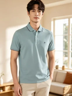 Coveri Moving Polo da uomo in cotone a maniche corte - acqua marina