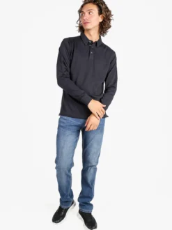 Coveri Moving Polo da uomo in cotone a maniche lunghe - blu scuro
