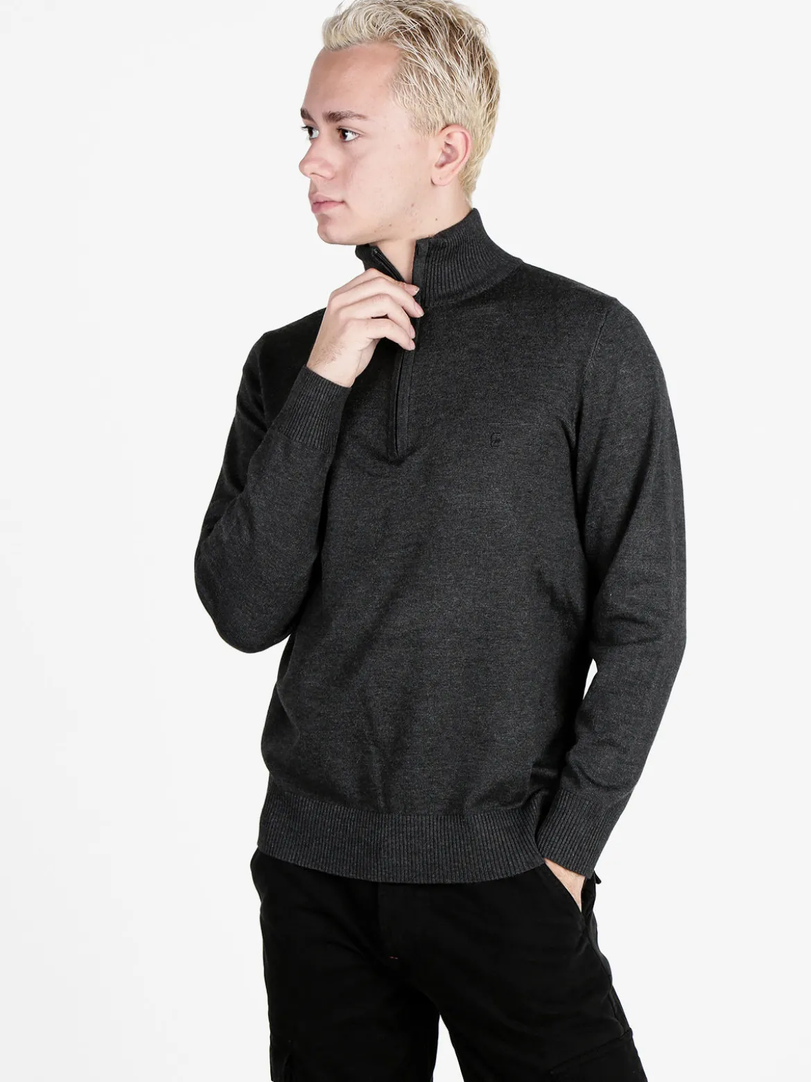 Coveri Moving Pullover da uomo in maglia con chiusura mezza zip