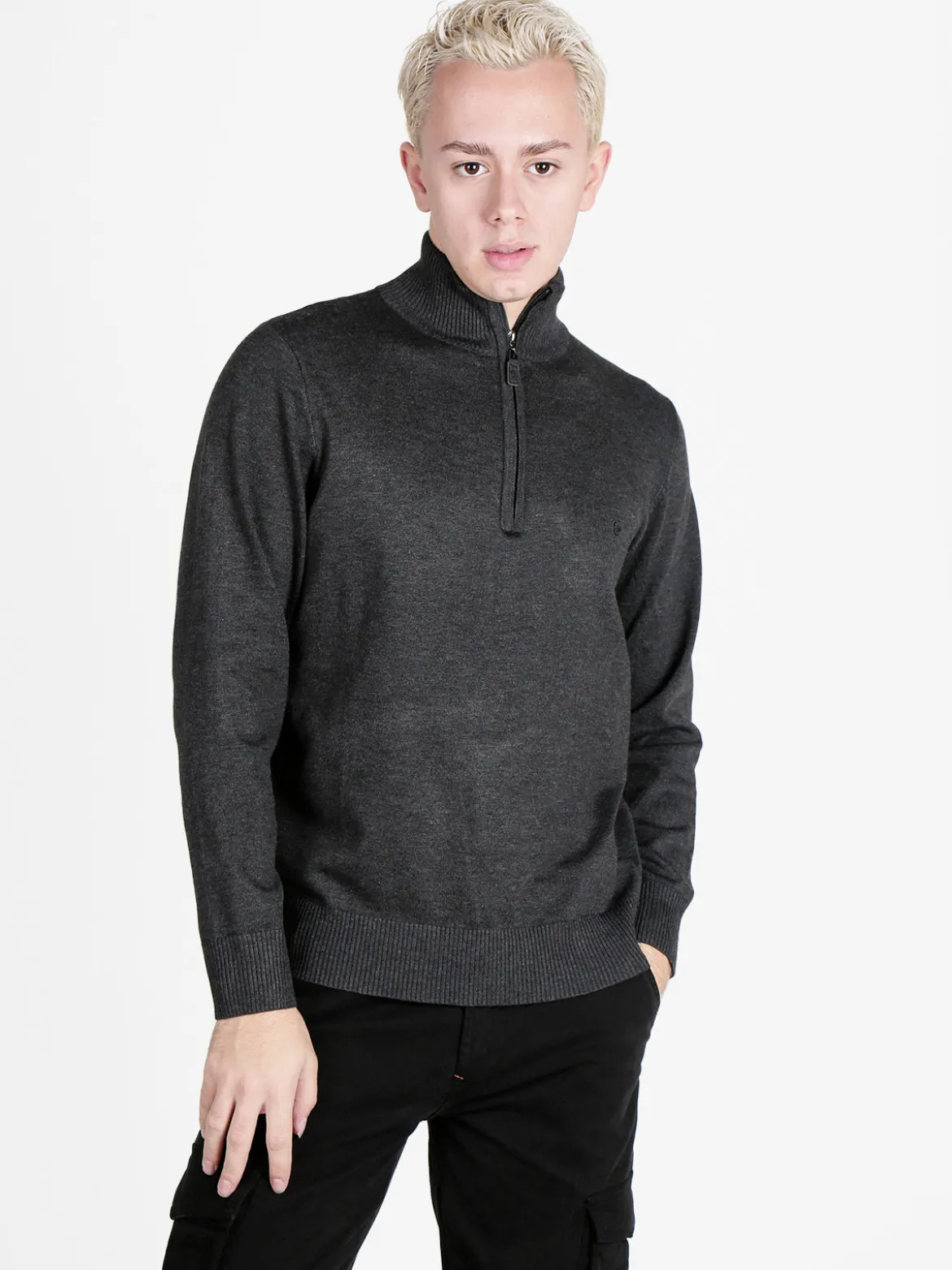 Coveri Moving Pullover da uomo in maglia con chiusura mezza zip
