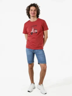 Coveri Moving T-shirt da uomo in cotone con stampa - cuoio
