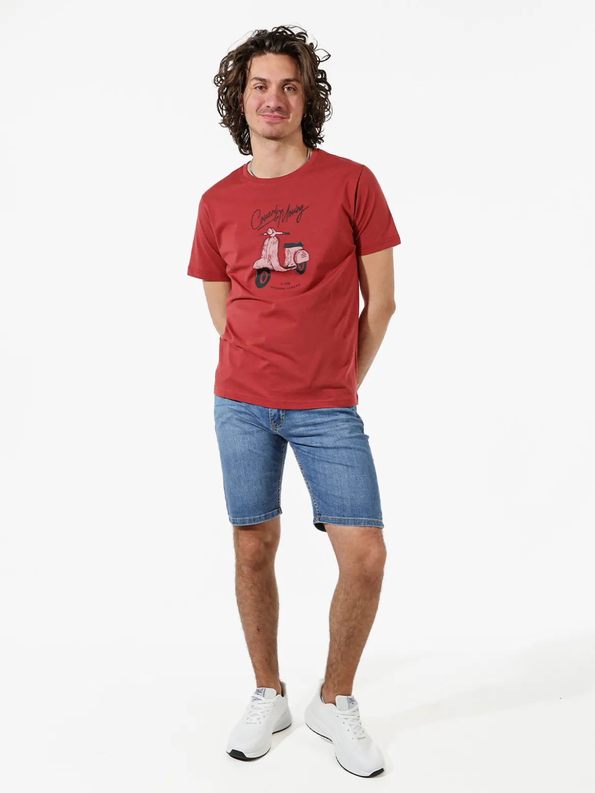 Coveri Moving T-shirt da uomo in cotone con stampa - cuoio