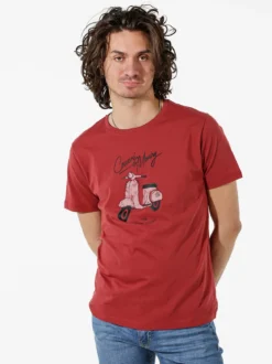 Coveri Moving T-shirt da uomo in cotone con stampa - cuoio