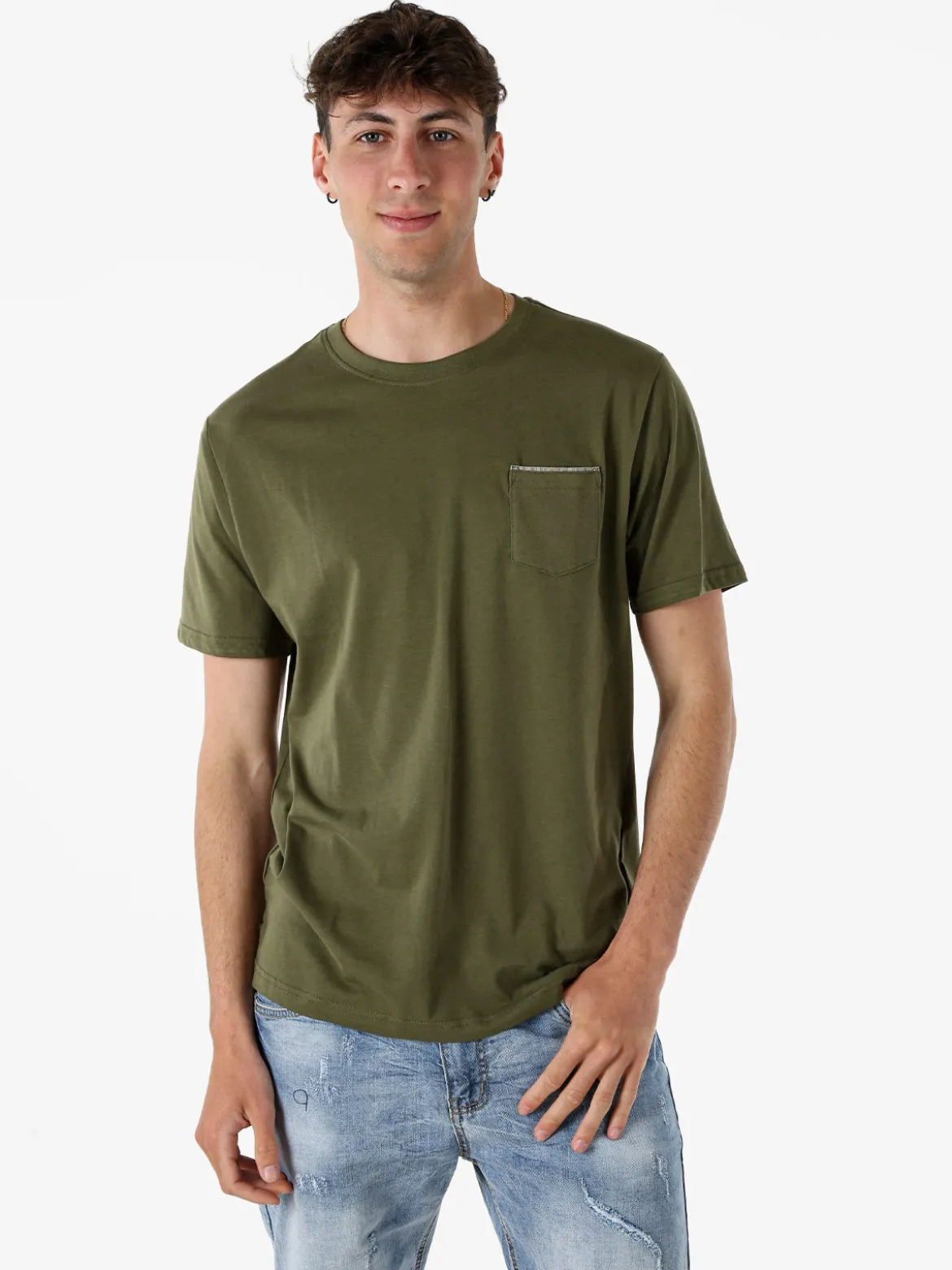 Coveri Moving T-shirt da uomo in cotone con taschino - militare