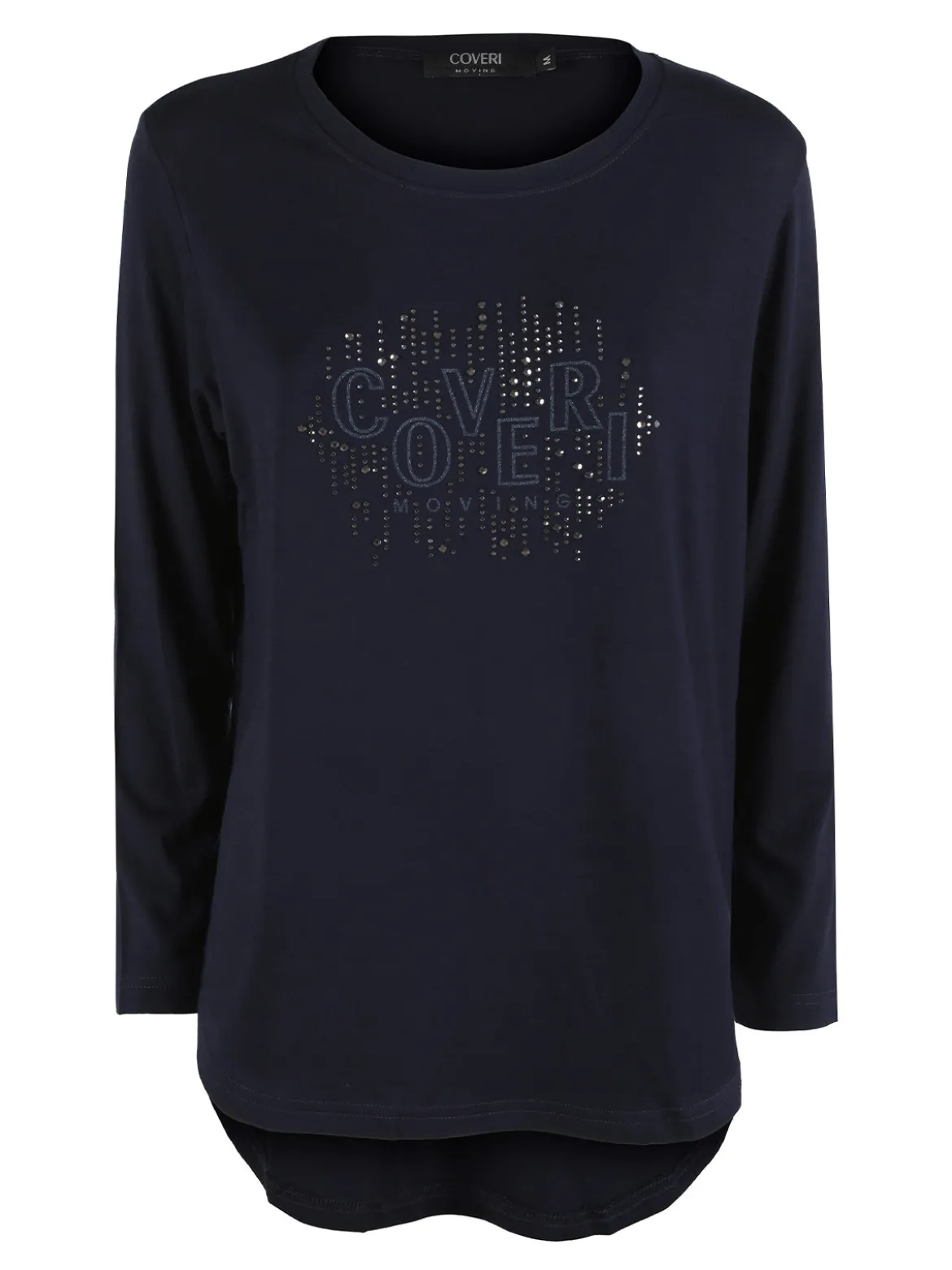 Coveri Moving T-shirt donna a maniche lunghe con strass - blu scuro