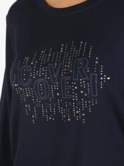 Coveri Moving T-shirt donna a maniche lunghe con strass - blu scuro