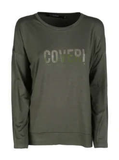 Coveri Moving T-shirt donna a maniche lunghe con strass - militare