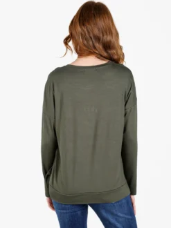 Coveri Moving T-shirt donna a maniche lunghe con strass - militare