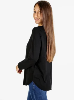 Coveri Moving T-shirt donna a maniche lunghe con strass - nero