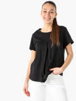 Coveri Moving T-shirt donna in cotone con logo di strass - nero