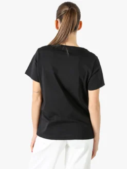 Coveri Moving T-shirt donna in cotone con logo di strass - nero