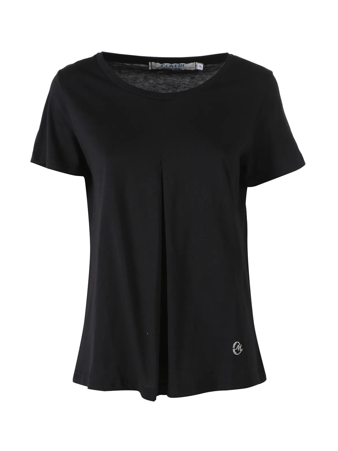 Coveri Moving T-shirt donna in cotone con logo di strass - nero