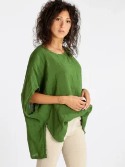 Daystar Blusa donna in lino con maniche a pipistrello