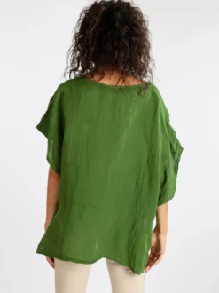 Daystar Blusa donna in lino con maniche a pipistrello