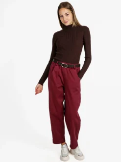 Daystar Pantaloni donna a palloncino con cintura - bordeaux