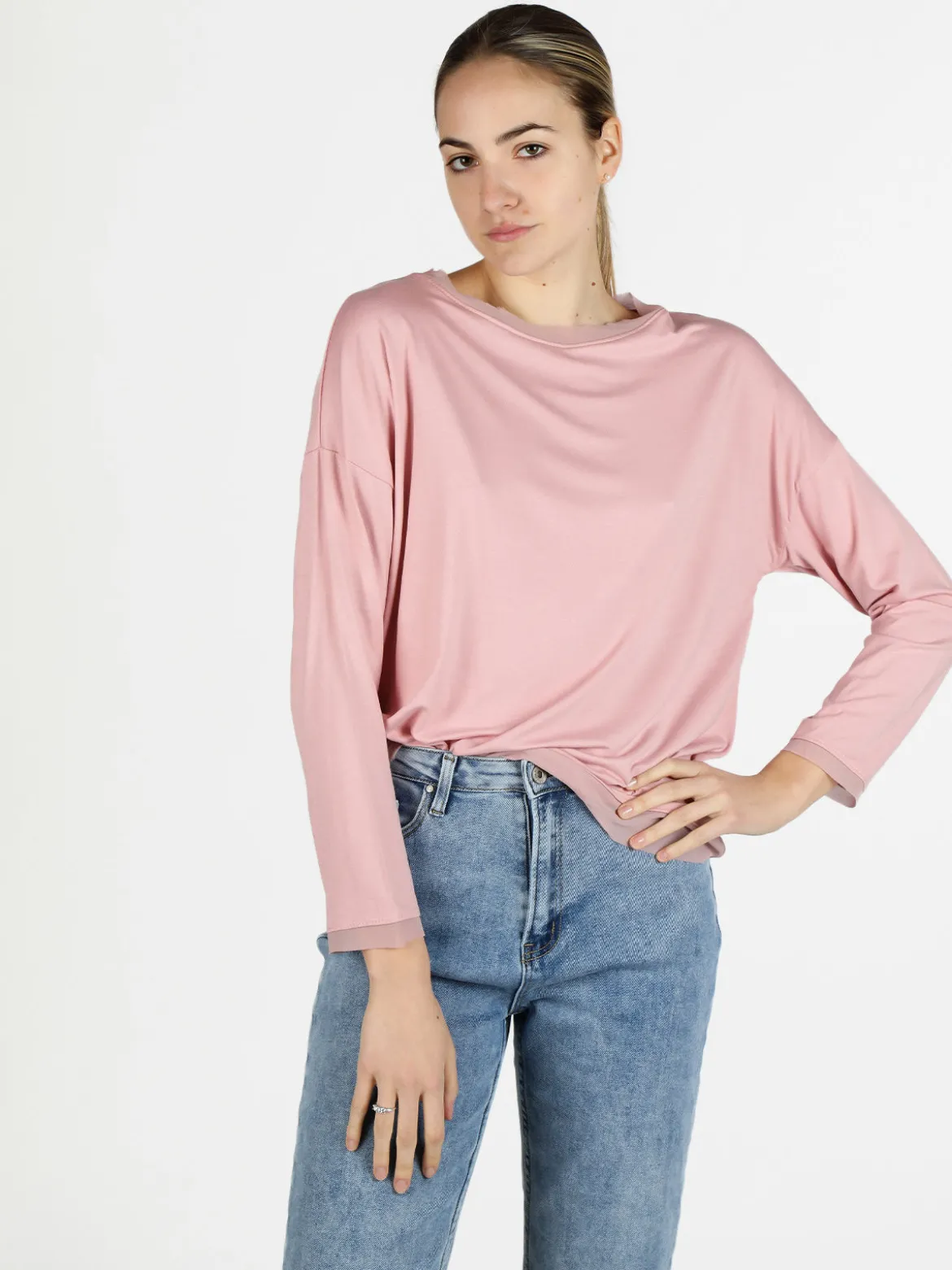 Daystar T-shirt donna a maniche lunghe con dettagli in voilè