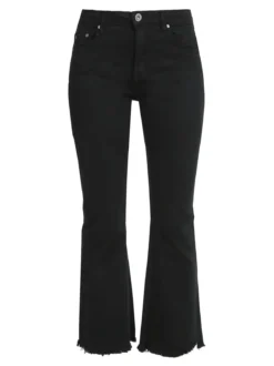 3-D Denim Pantaloni donna a zampa sfrangiati - nero