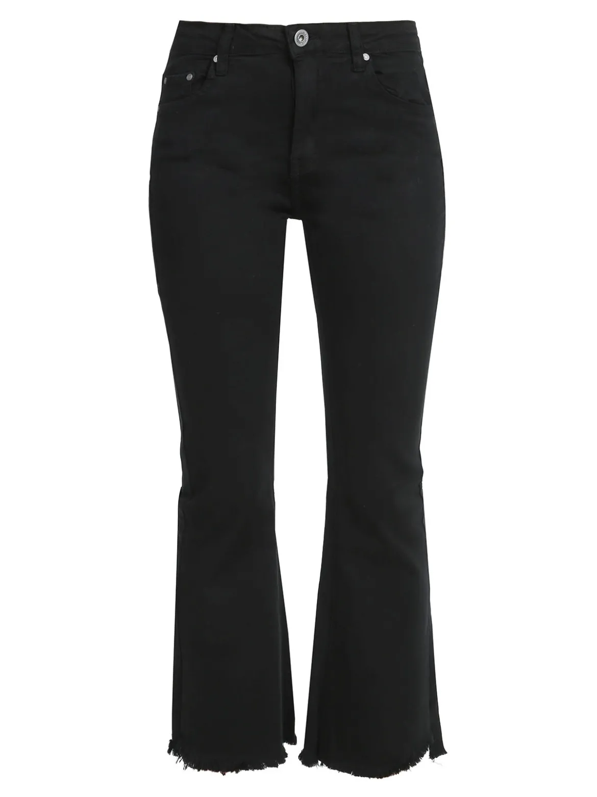 3-D Denim Pantaloni donna a zampa sfrangiati - nero