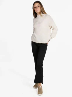 3-D Denim Pantaloni donna a zampa sfrangiati - nero