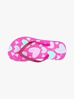 De Fonseca Infradito mare da bambina in gomma con glitter e cuori - fucsia