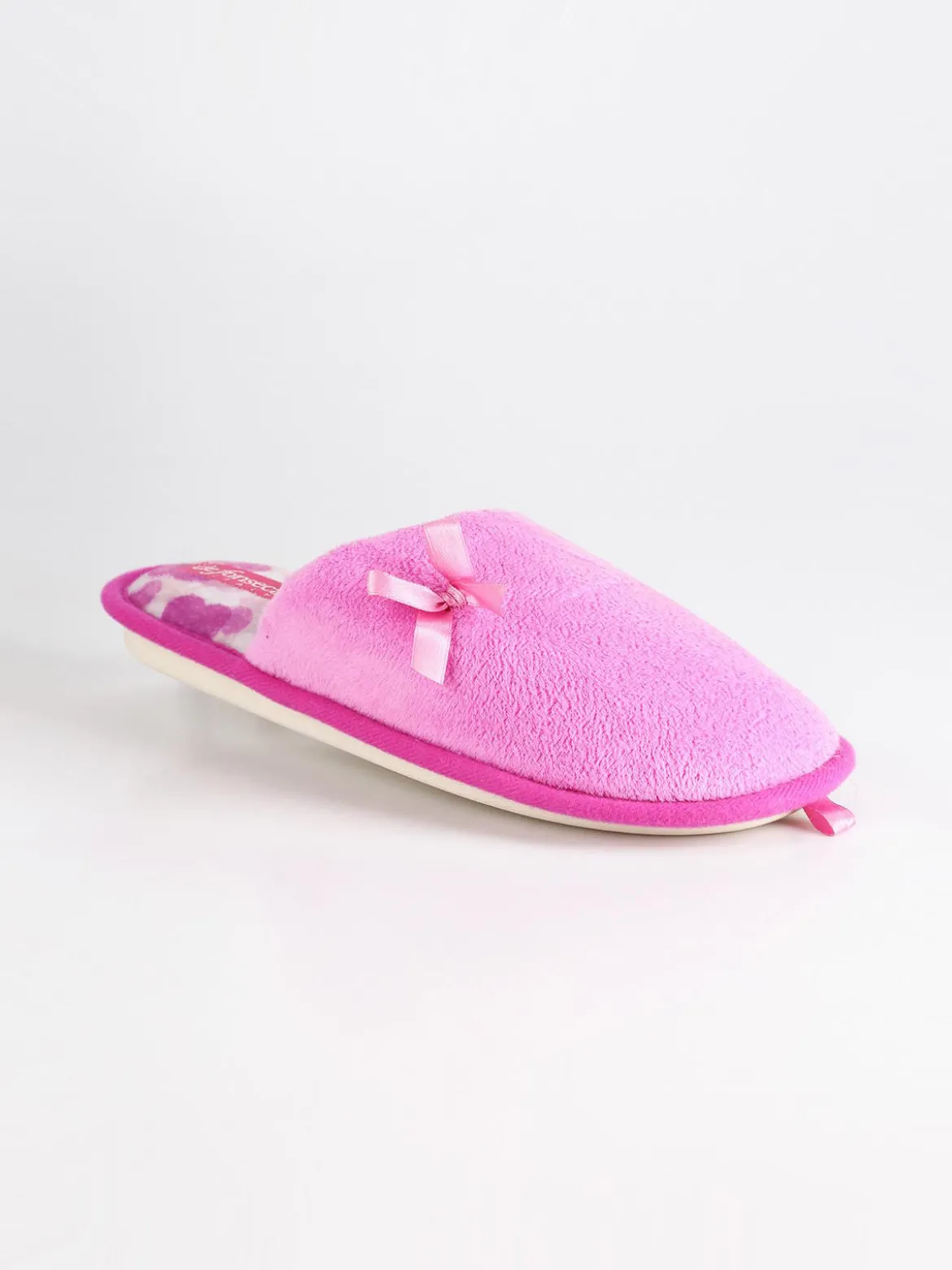 De Fonseca Pantofole in tessuto effetto velluto con fiocco Fuxia