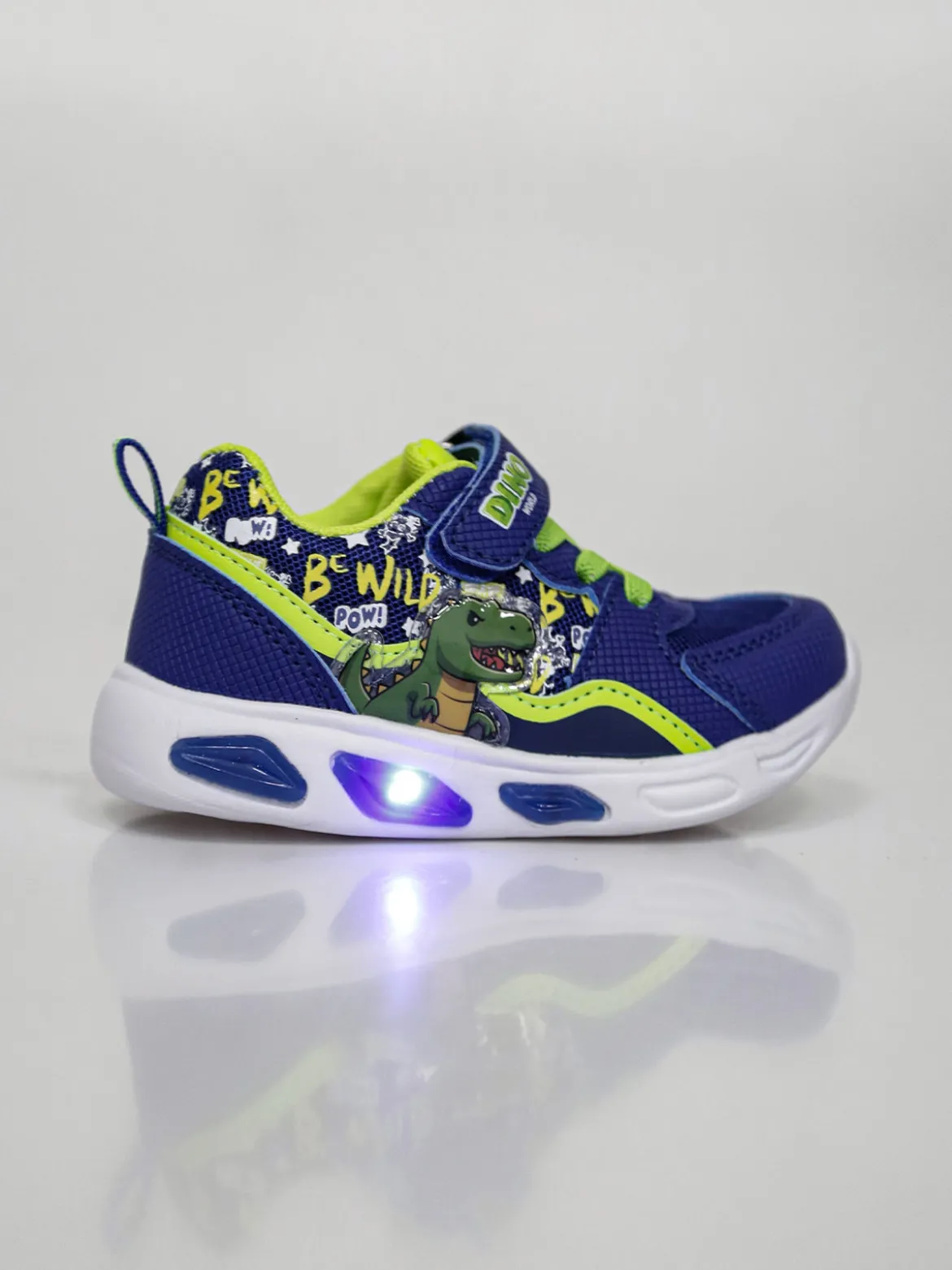 Dinosaur Sneakers da bambino con luci e cinturino a strappo