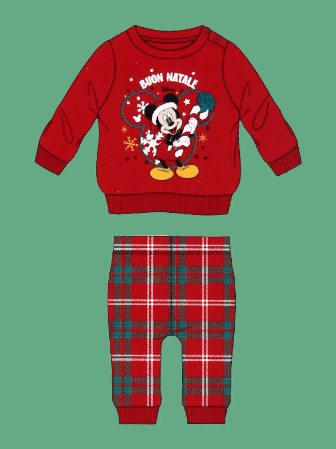Disney Baby Topolino pigiama natalizio da neonato in cotone - rosso