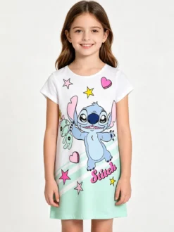 Disney Lilo & Stitch Maxi t-shirt da bambina in cotone con stampa personaggio - blu