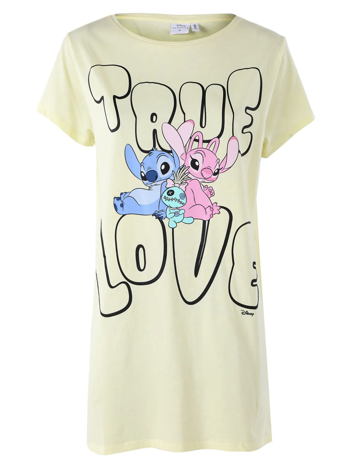Disney Lilo & Stitch Maxi t-shirt da donna in cotone a maniche corte con stampa disegno - giallo