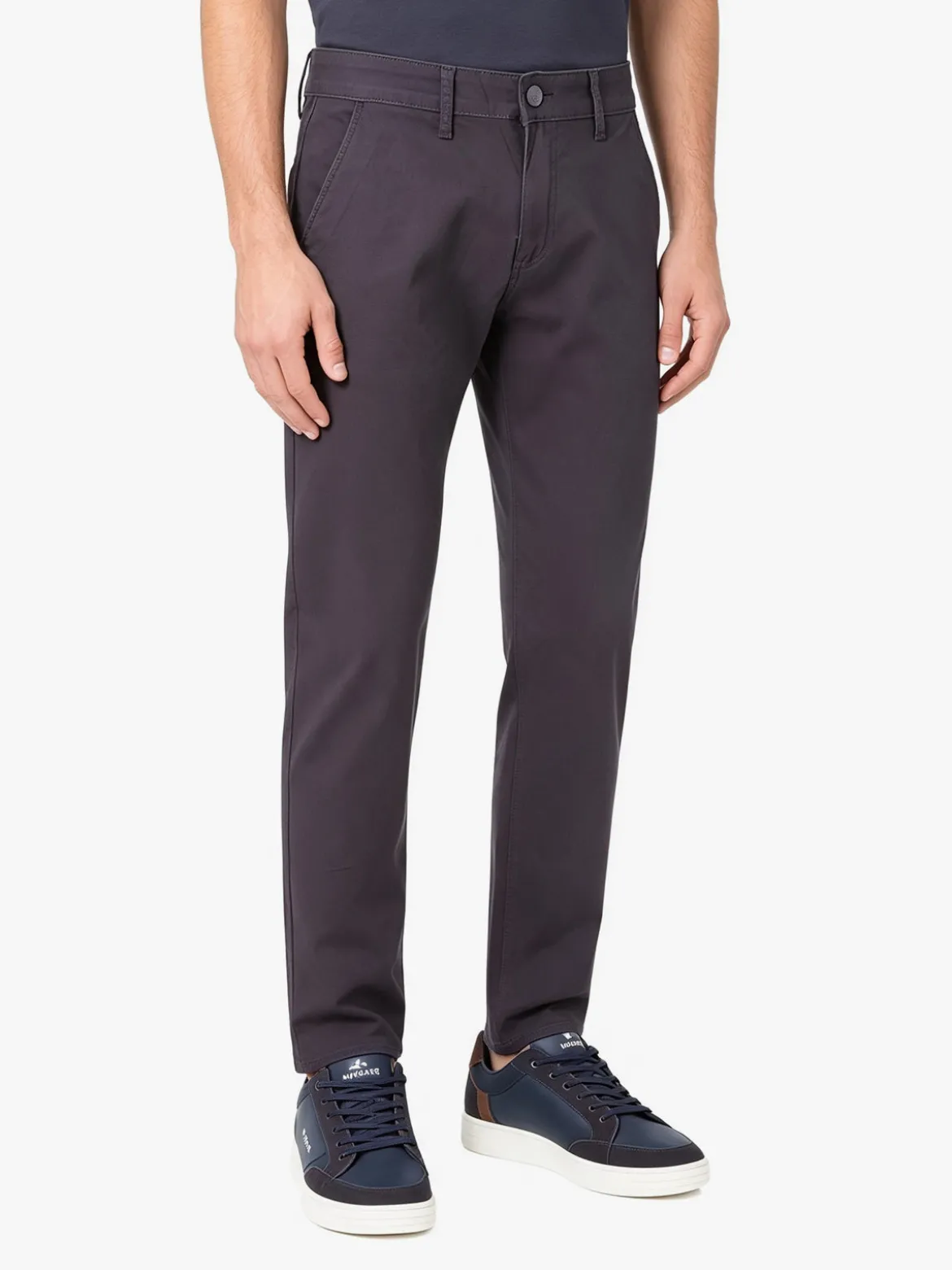 3-D Jeans Pantaloni da uomo slim fit in cotone taglie grandi - grigio scuro