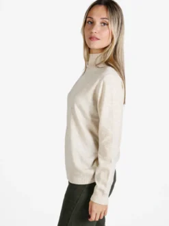 Dolce & Trendy Pullover donna a lupetto in maglia - beige