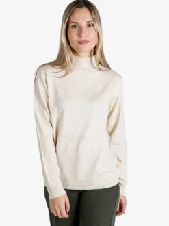 Dolce & Trendy Pullover donna a lupetto in maglia - beige
