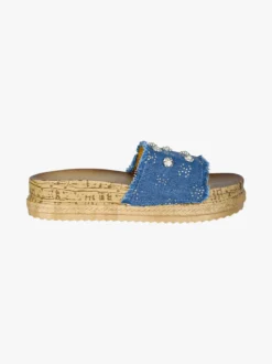 Econfort Ciabatte donna con dettagli fiore e perle - blu scuro
