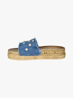 Econfort Ciabatte donna con dettagli fiore e perle - blu scuro