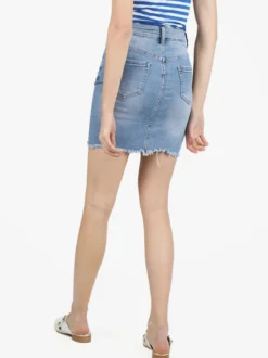Eilous Jeans Gonna in denim con finale sfrangiato