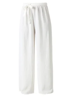 Eletta Pantaloni donna a palazzo in crèpe - bianco