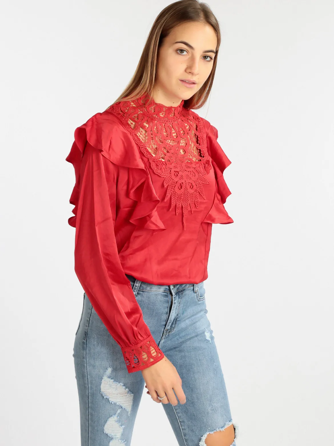 Elsa M. Blusa donna con inserti in macramè