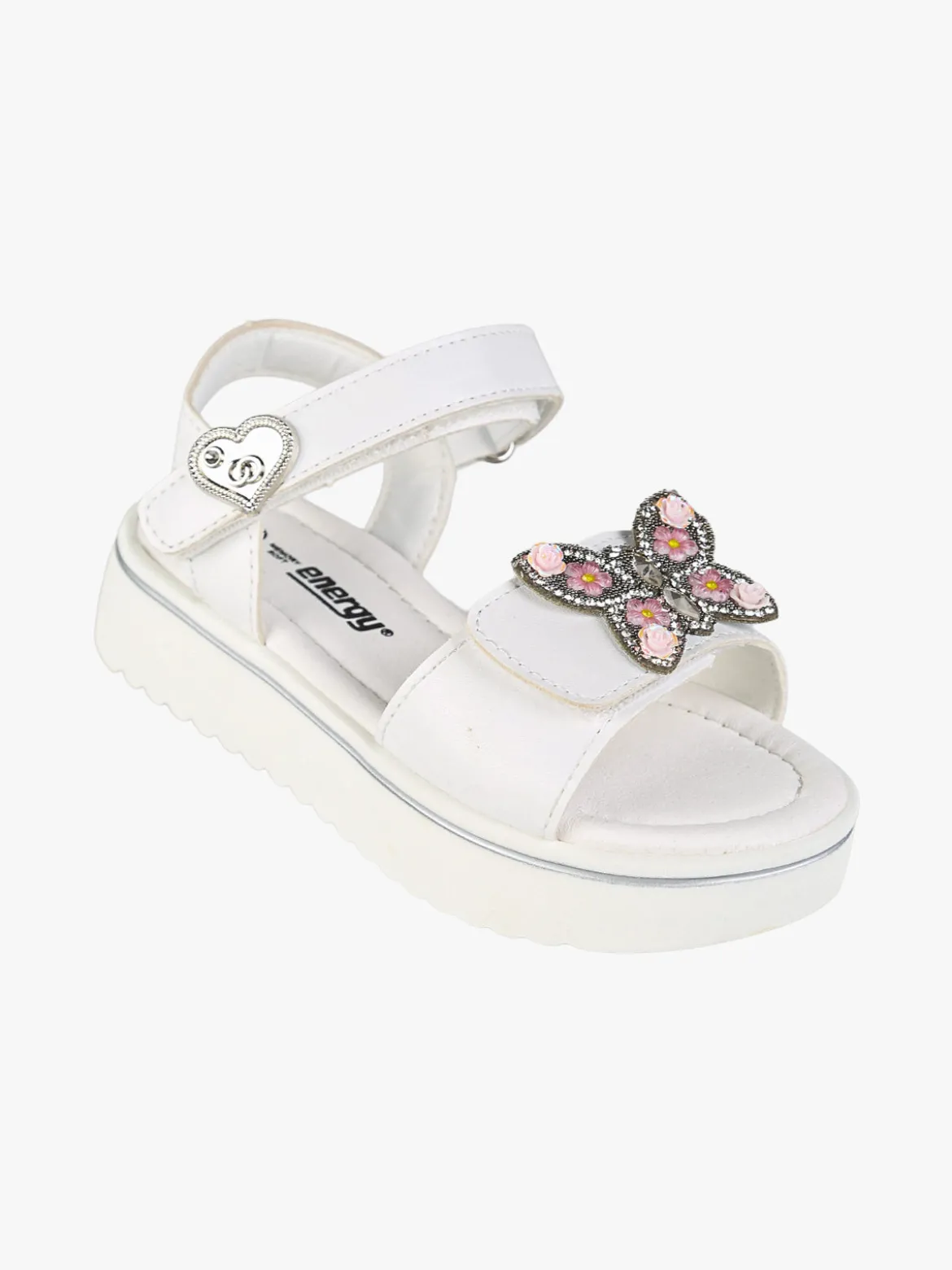 Energy Sandali da bambina gioiello con platform e cintruini a strappo - bianco