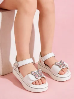 Energy Sandali da bambina gioiello con platform e cintruini a strappo - bianco