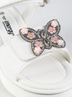 Energy Sandali da bambina gioiello con platform e cintruini a strappo - bianco