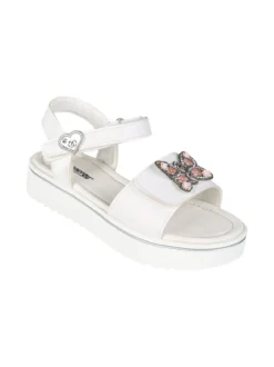 Energy Sandali da ragazza gioiello con platform e cintruini a strappo - bianco
