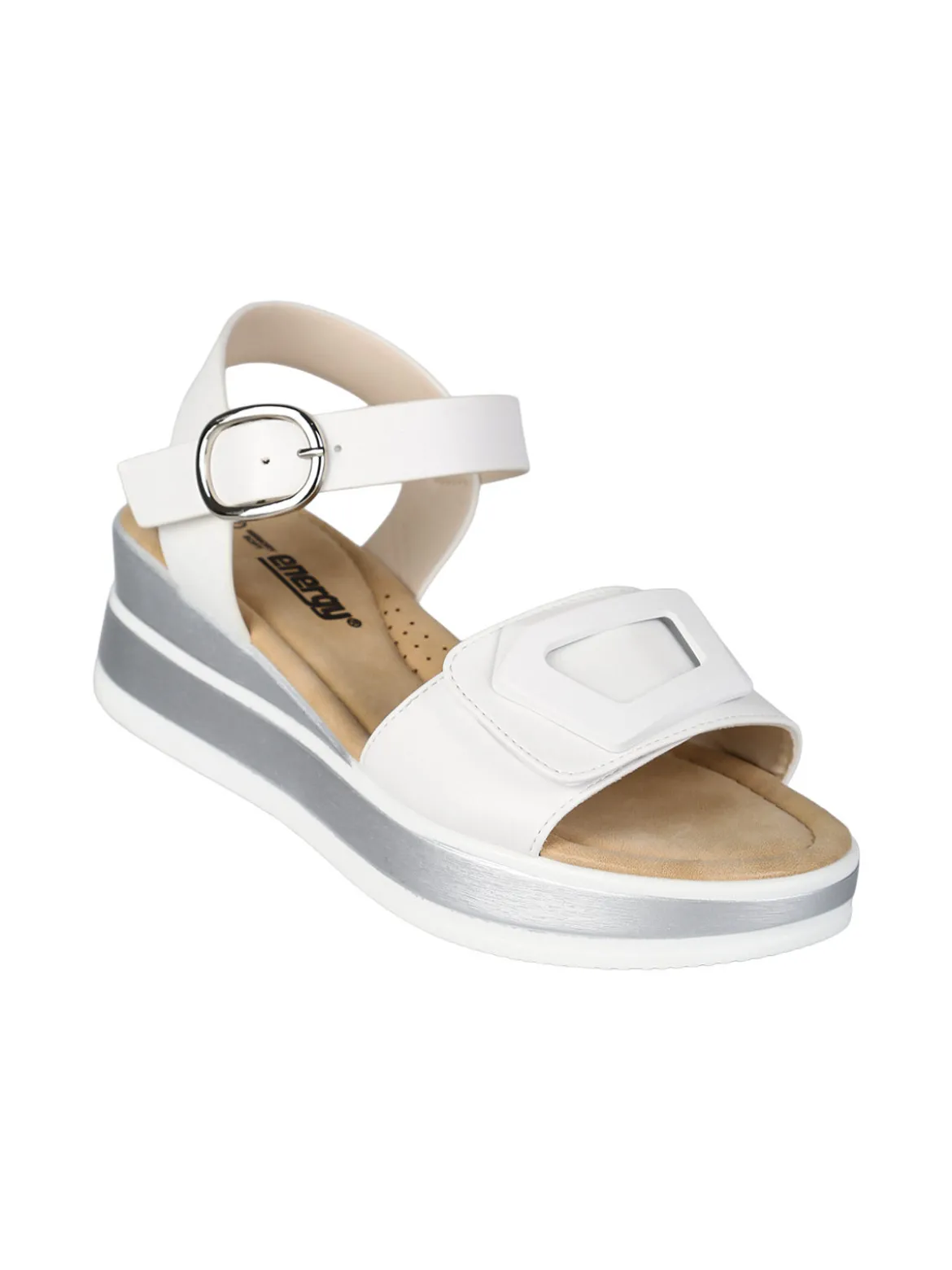 Energy Sandali donna con zeppa e cinturino a strappo