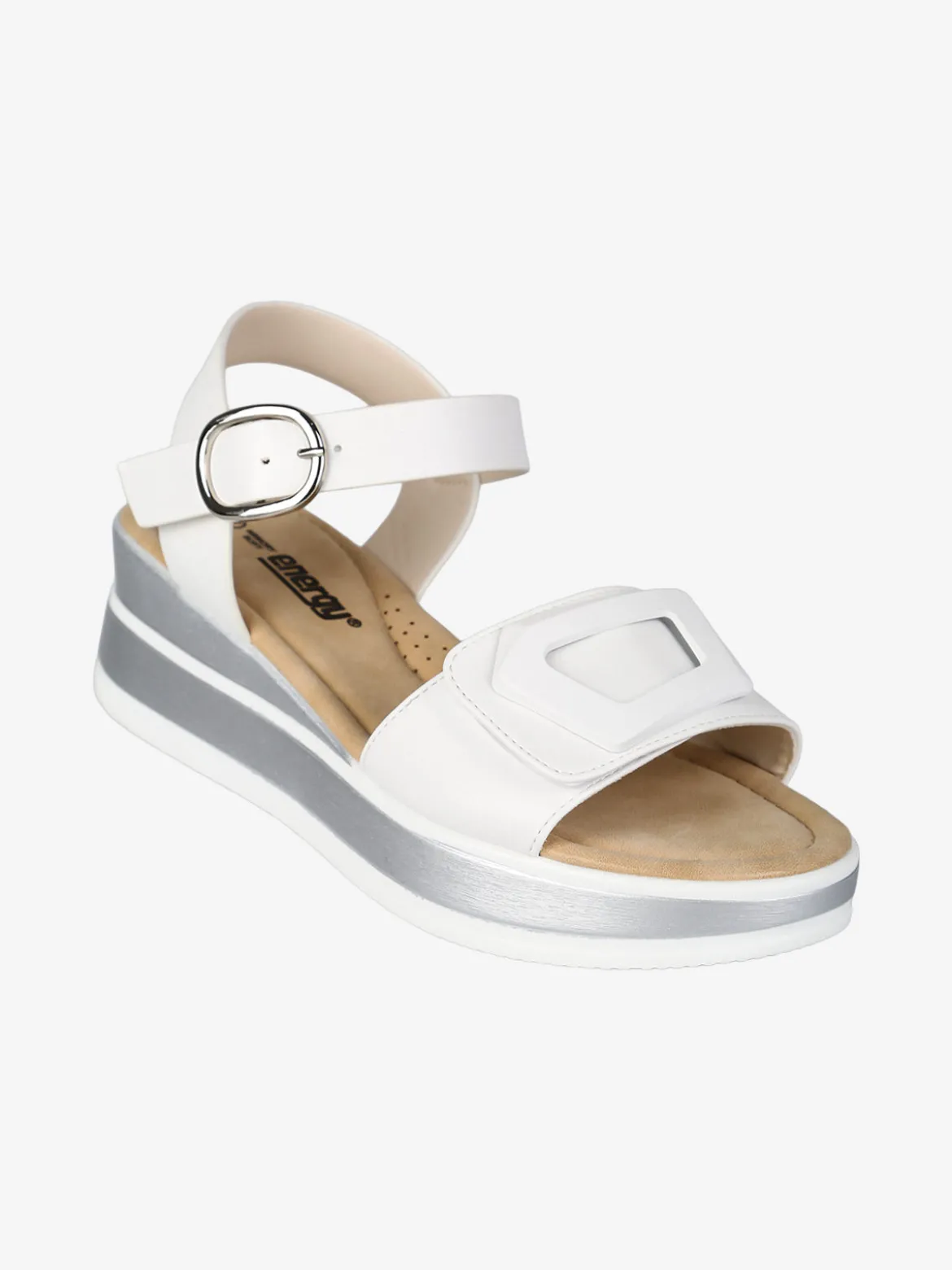 Energy Sandali donna con zeppa e cinturino a strappo