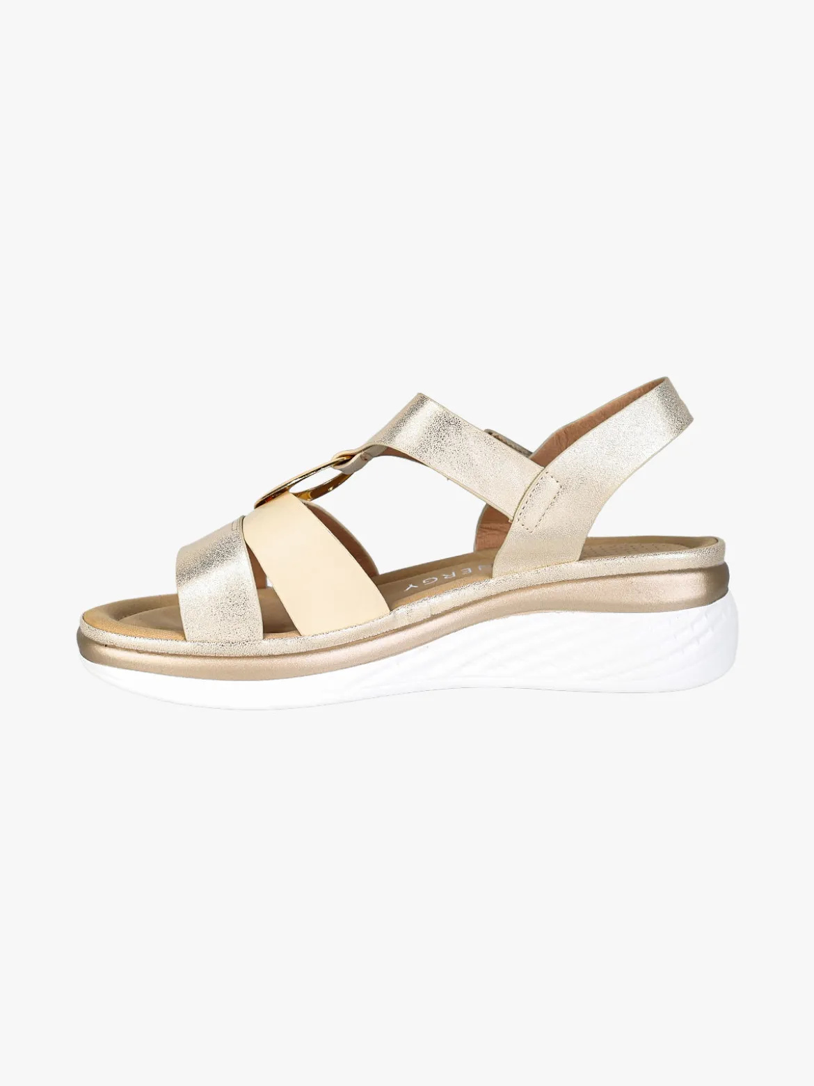 Energy Sandali donna con zeppa e cinturino a strappo - beige