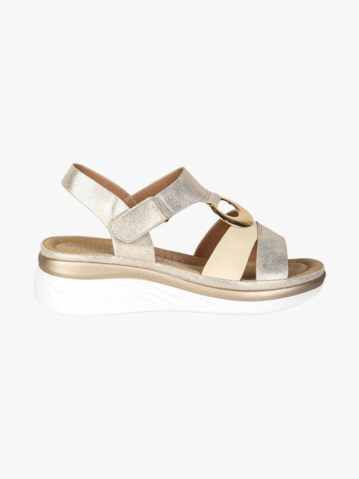 Energy Sandali donna con zeppa e cinturino a strappo - beige